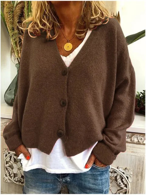 Damen Strickjacke Weich und Vielseitig für Alltag in Braun