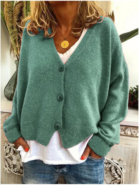 Damen Strickjacke Weich und Vielseitig für Alltag in Grün
