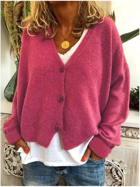 Damen Strickjacke Weich und Vielseitig für Alltag in Rosa