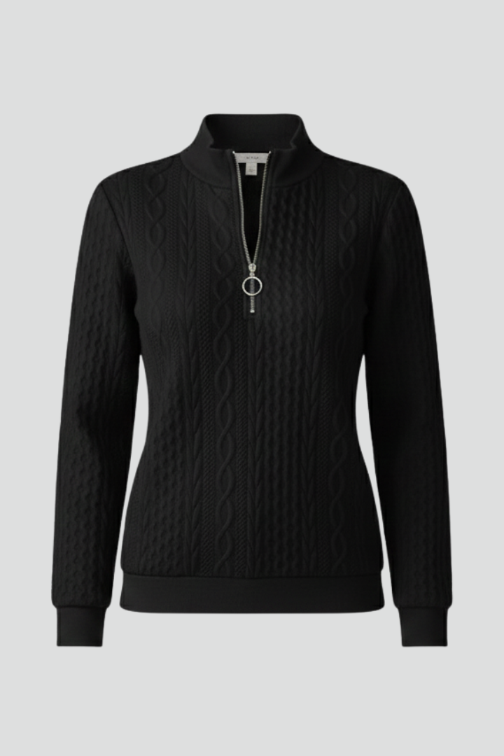 Damen Strickjacke Zopfstrick mit Reißverschluss