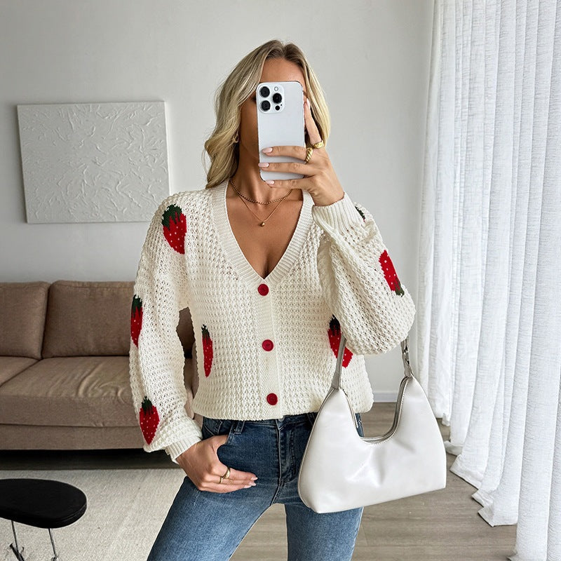 Damen Strickjacke zum Layern mit Intarsien in Creme Weiß