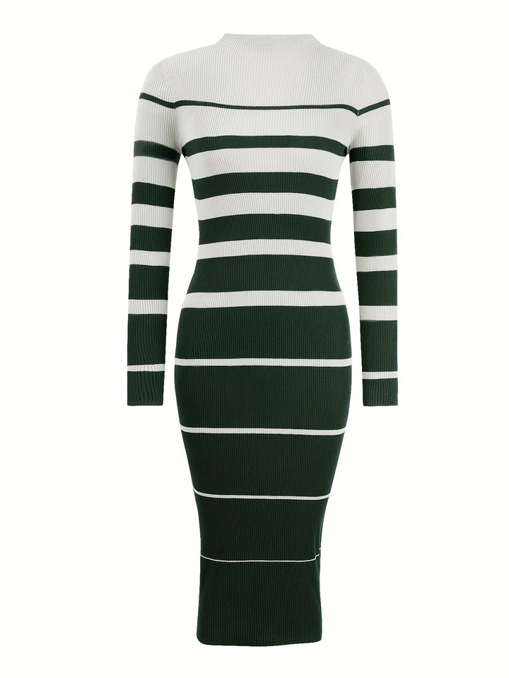 Damen Strickkleid für den Herbst mit Streifen (14)