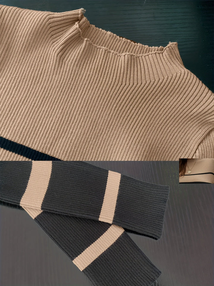Damen Strickkleid für den Herbst mit Streifen (5)
