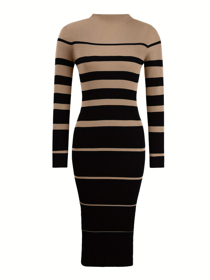 Damen Strickkleid für den Herbst mit Streifen (6)