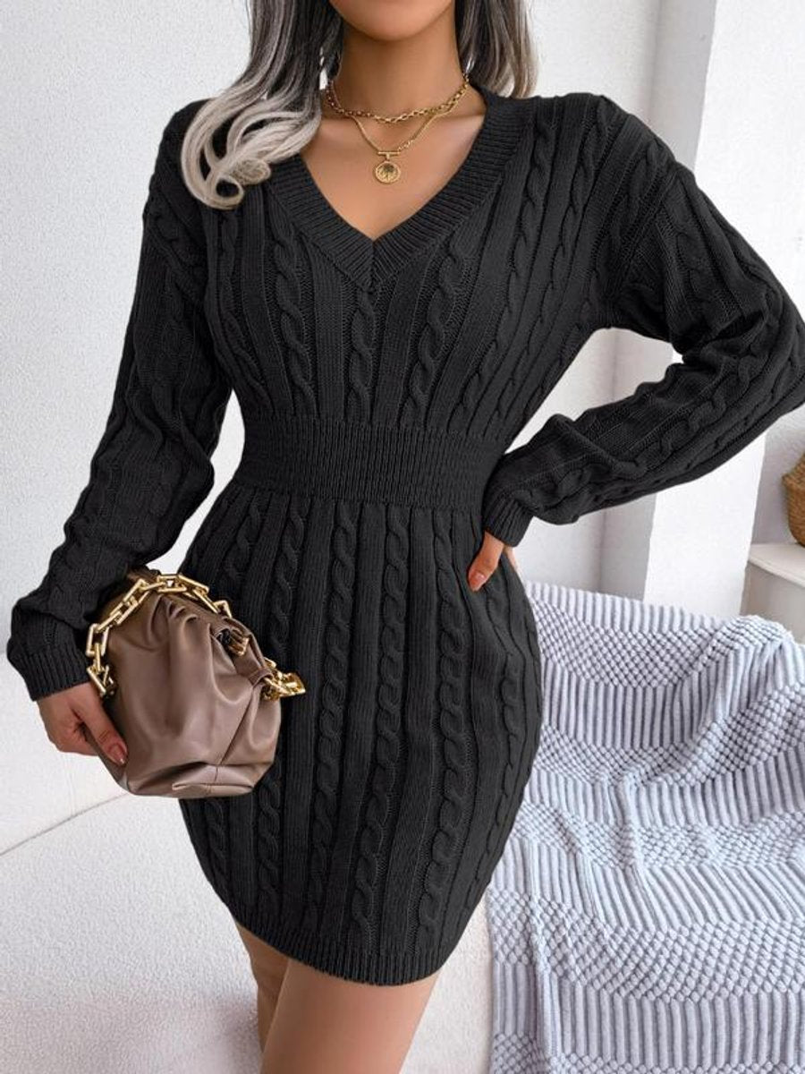 Damen Strickkleid für Hochzeitsgäste im Herbst in Schwarz