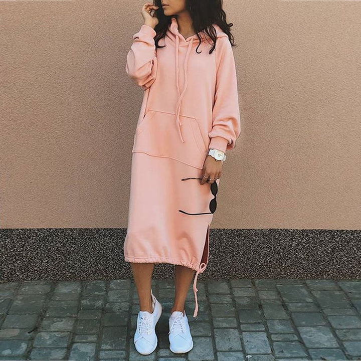 Damen Strickkleid Hoodie Relaxed für Herbst (4)