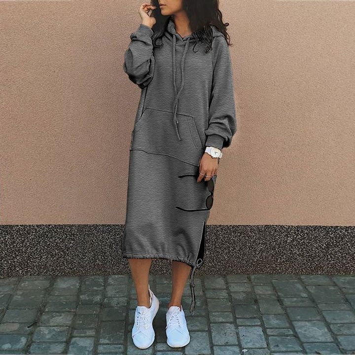 Damen Strickkleid Hoodie Relaxed für Herbst (6)