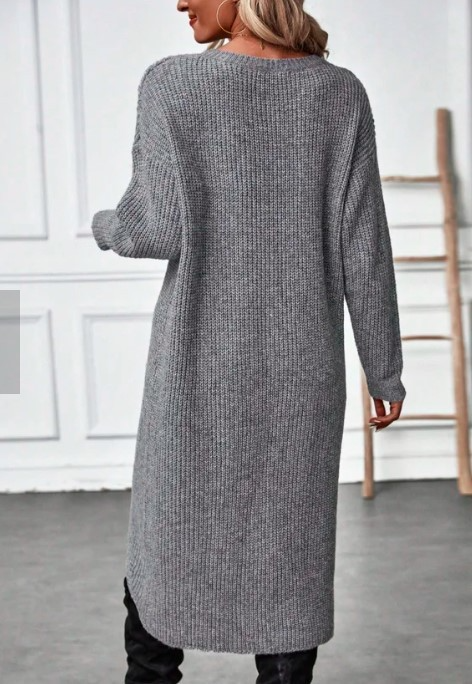 Damen Strickkleid lang und gemütlich für Herbst (2)
