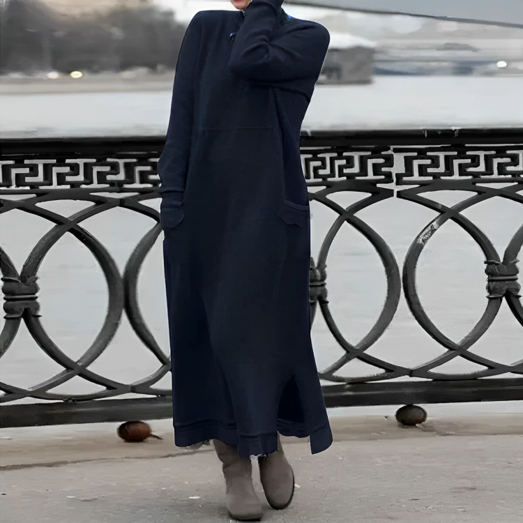 Damen Strickkleid Maxi für festliche Anlässe in Blau