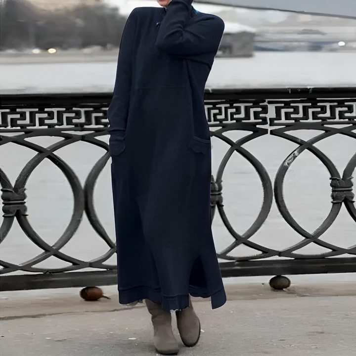 Damen Strickkleid Maxi für festliche Anlässe in Blau