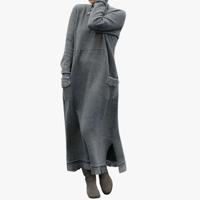 Damen Strickkleid Maxi für festliche Anlässe in Grau