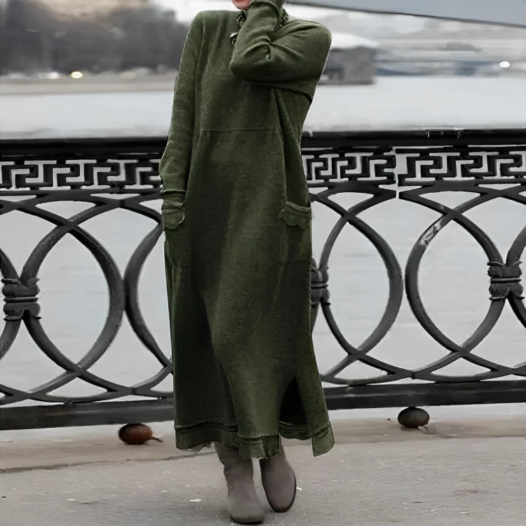Damen Strickkleid Maxi für festliche Anlässe in Grün