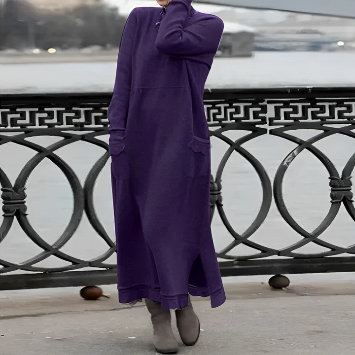Damen Strickkleid Maxi für festliche Anlässe in Lila