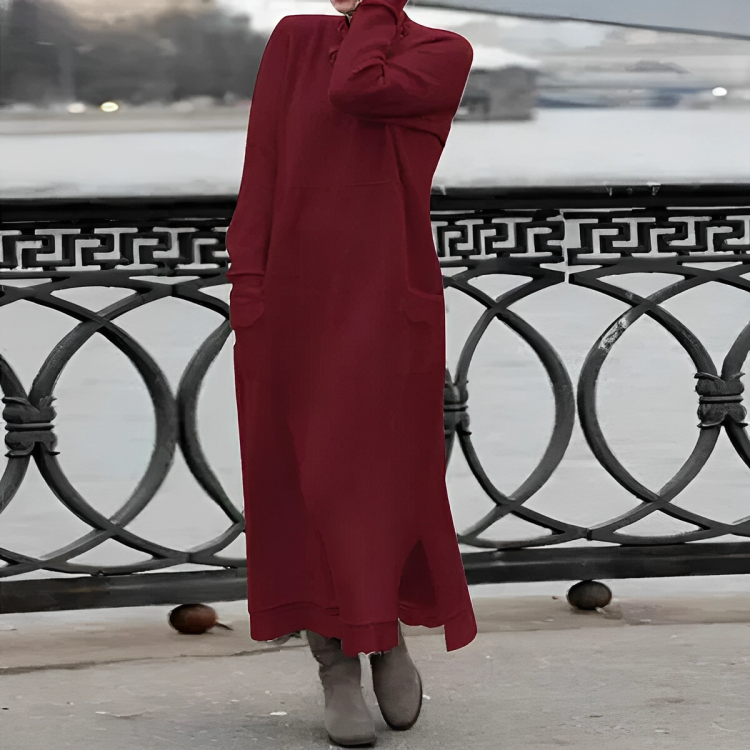Damen Strickkleid Maxi für festliche Anlässe in Rot