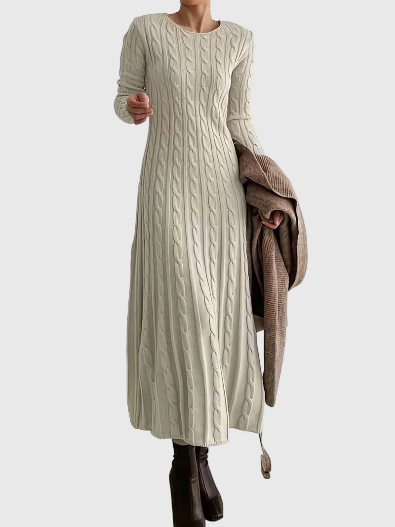 Damen Strickkleid Maxi für Herbsttage in Aprikose