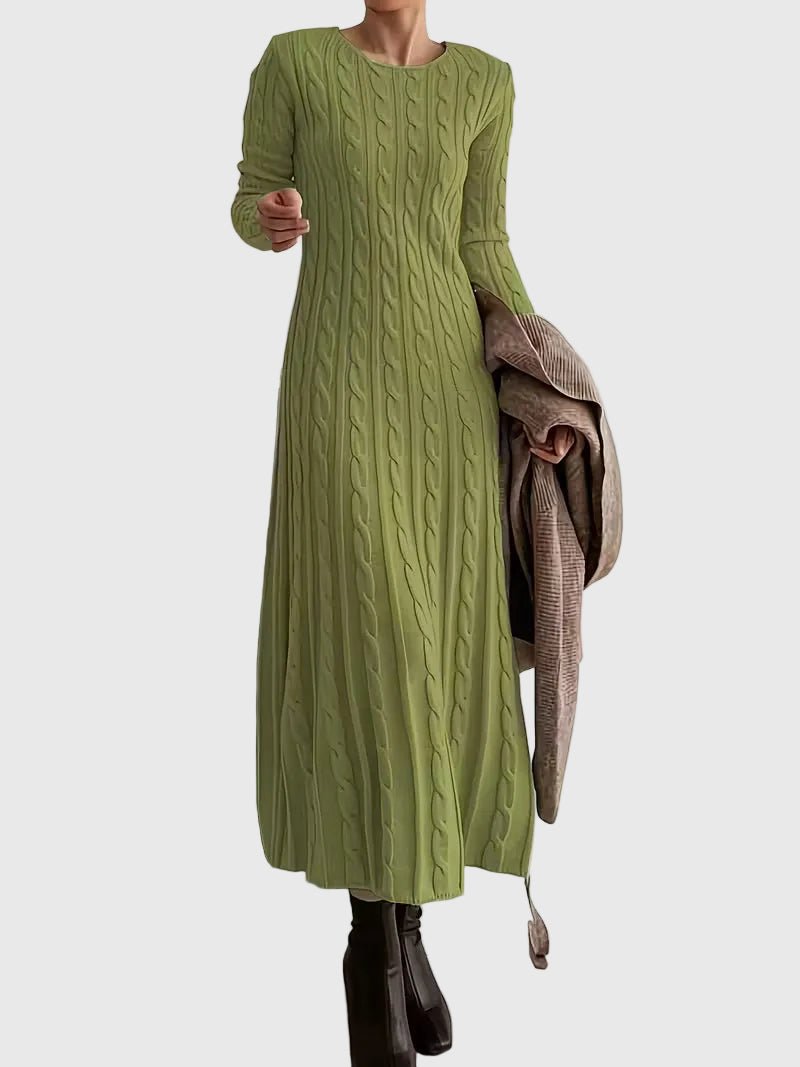 Damen Strickkleid Maxi für Herbsttage in Grün