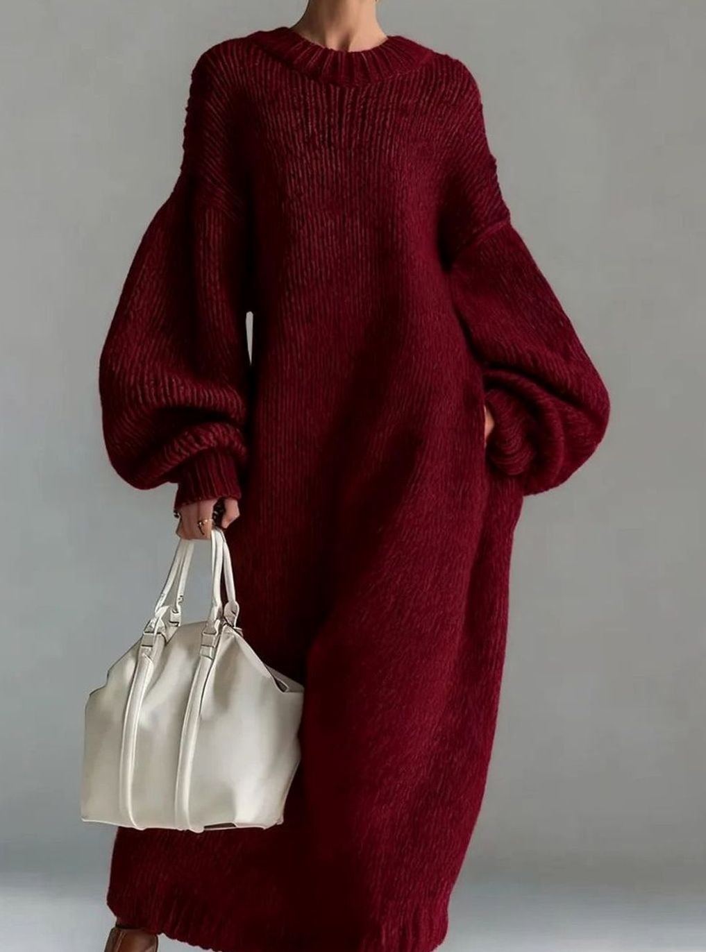 Damen Strickkleid Maxi für Hochzeitsgäste in Rot