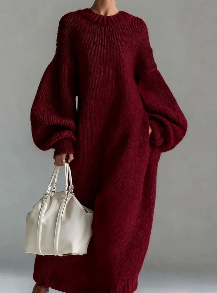 Damen Strickkleid Maxi für Hochzeitsgäste in Rot