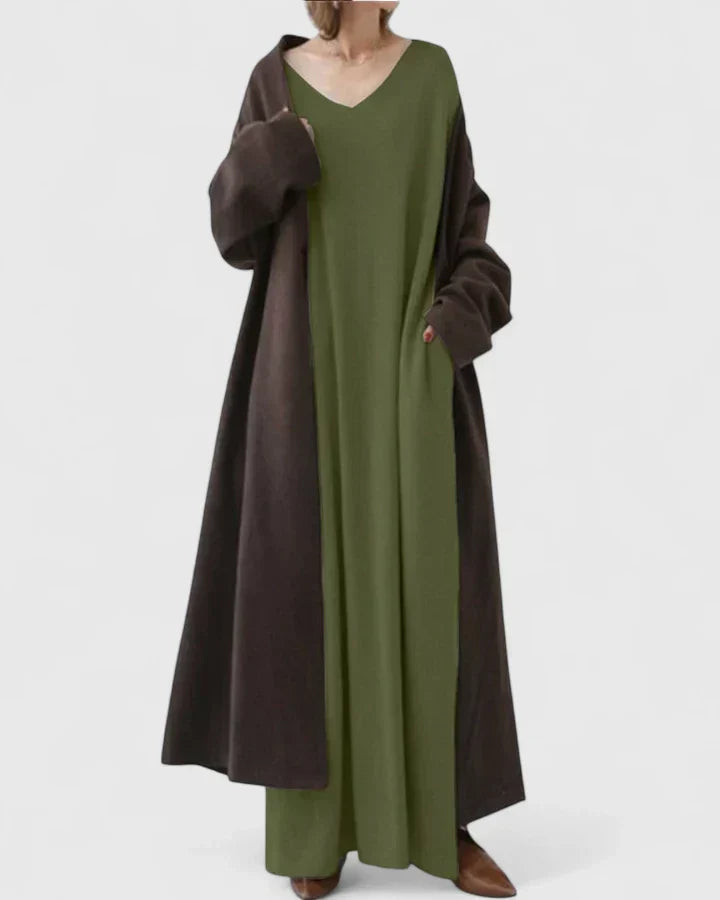 Damen Strickkleid Maxi mit Oversize-Schnitt in Grau 2
