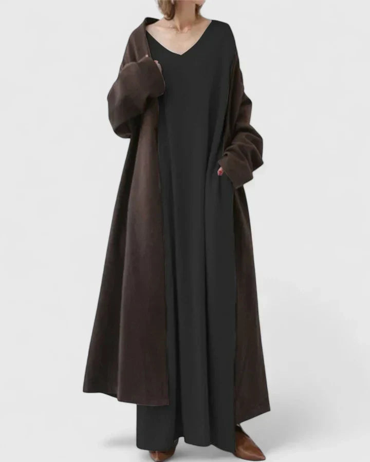 Damen Strickkleid Maxi mit Oversize-Schnitt in Grau 4