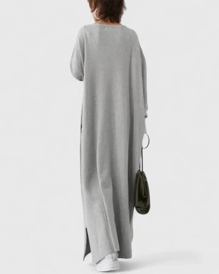 Damen Strickkleid Maxi mit Oversize-Schnitt in Grau 5