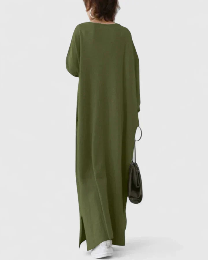 Damen Strickkleid Maxi mit Oversize-Schnitt in Grau 6