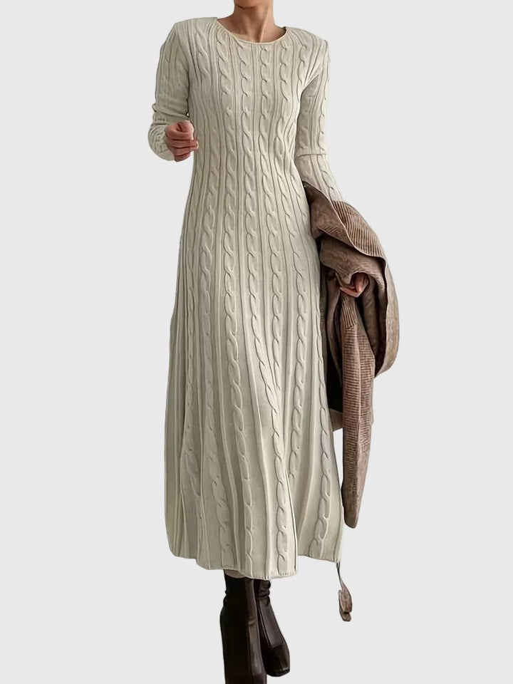 Damen Strickkleid Maxilänge für Herbst in Aprikose
