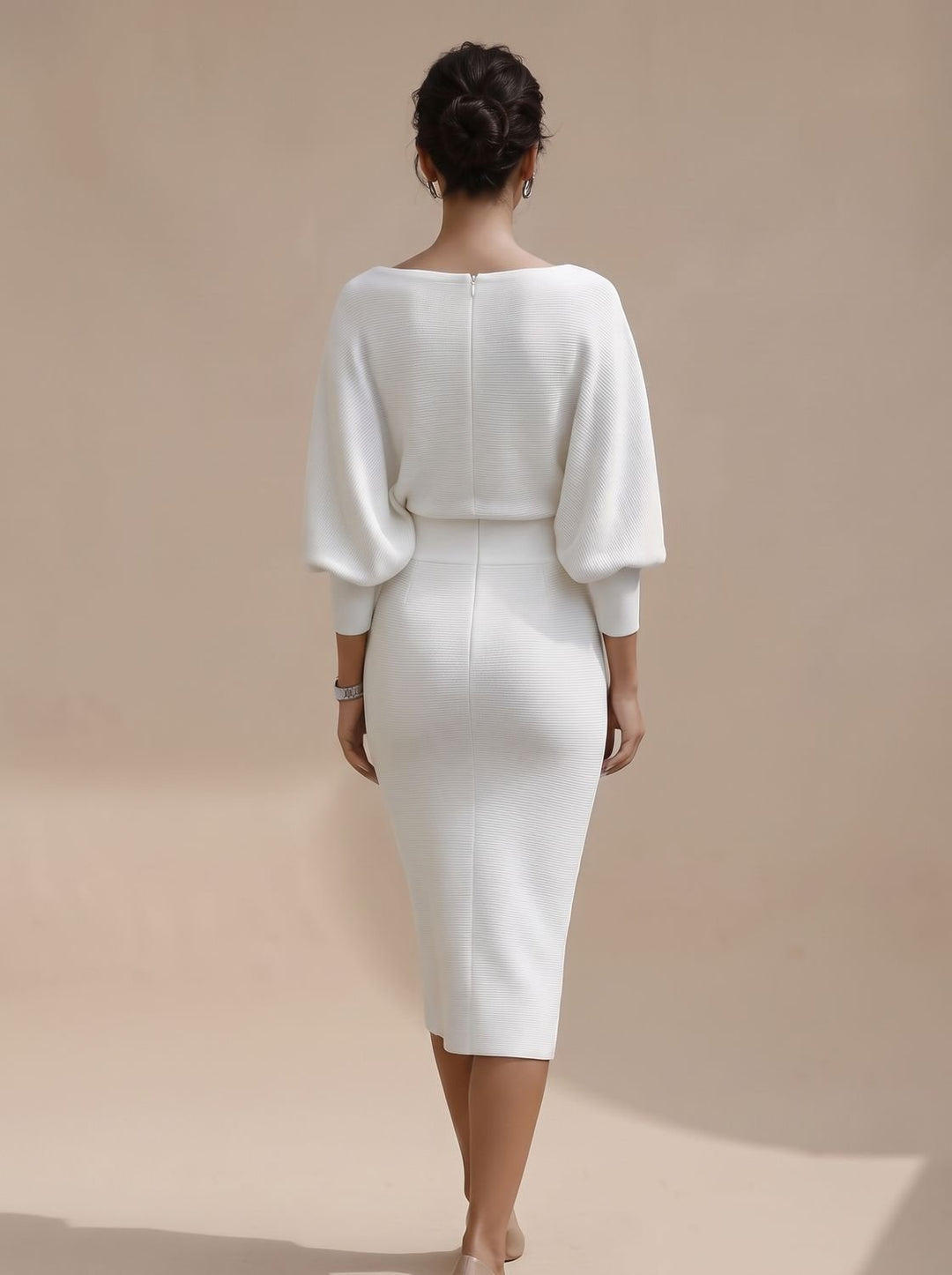 Damen Strickkleid Midi elegant für Business und Abend (10)
