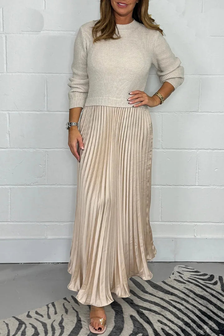 Damen Strickkleid Midi für den Herbst in Aprikose