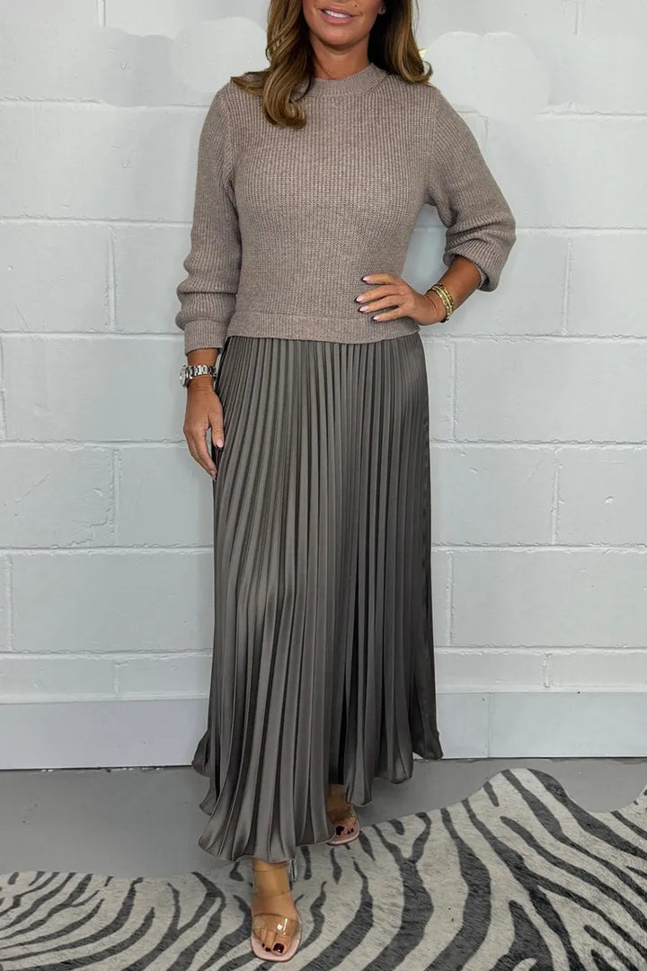 Damen Strickkleid Midi für den Herbst in Dunkelbraun 2