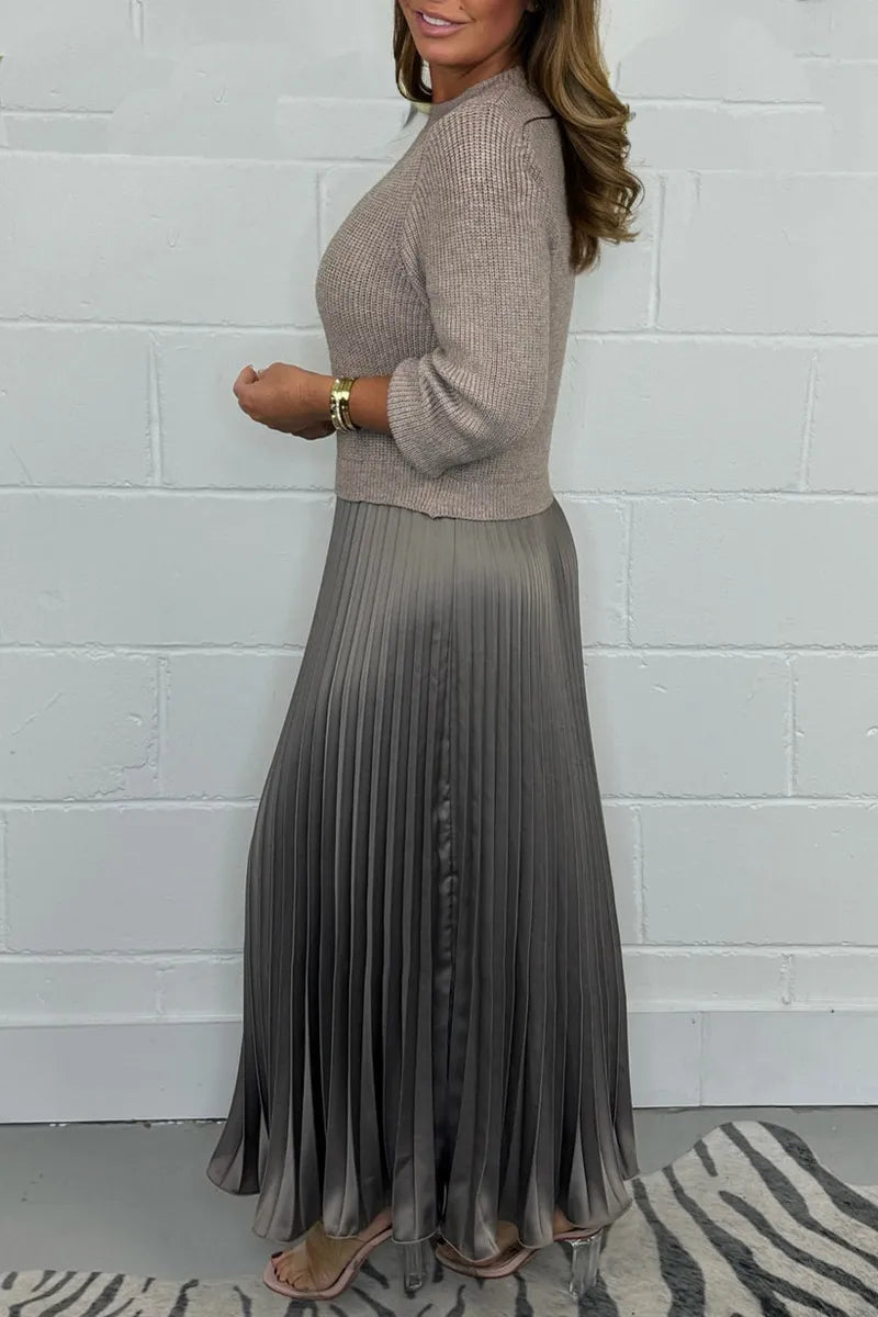Damen Strickkleid Midi für den Herbst in Dunkelbraun 3