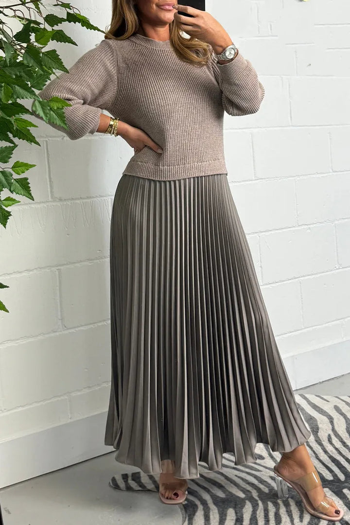 Damen Strickkleid Midi für den Herbst in Dunkelgrau