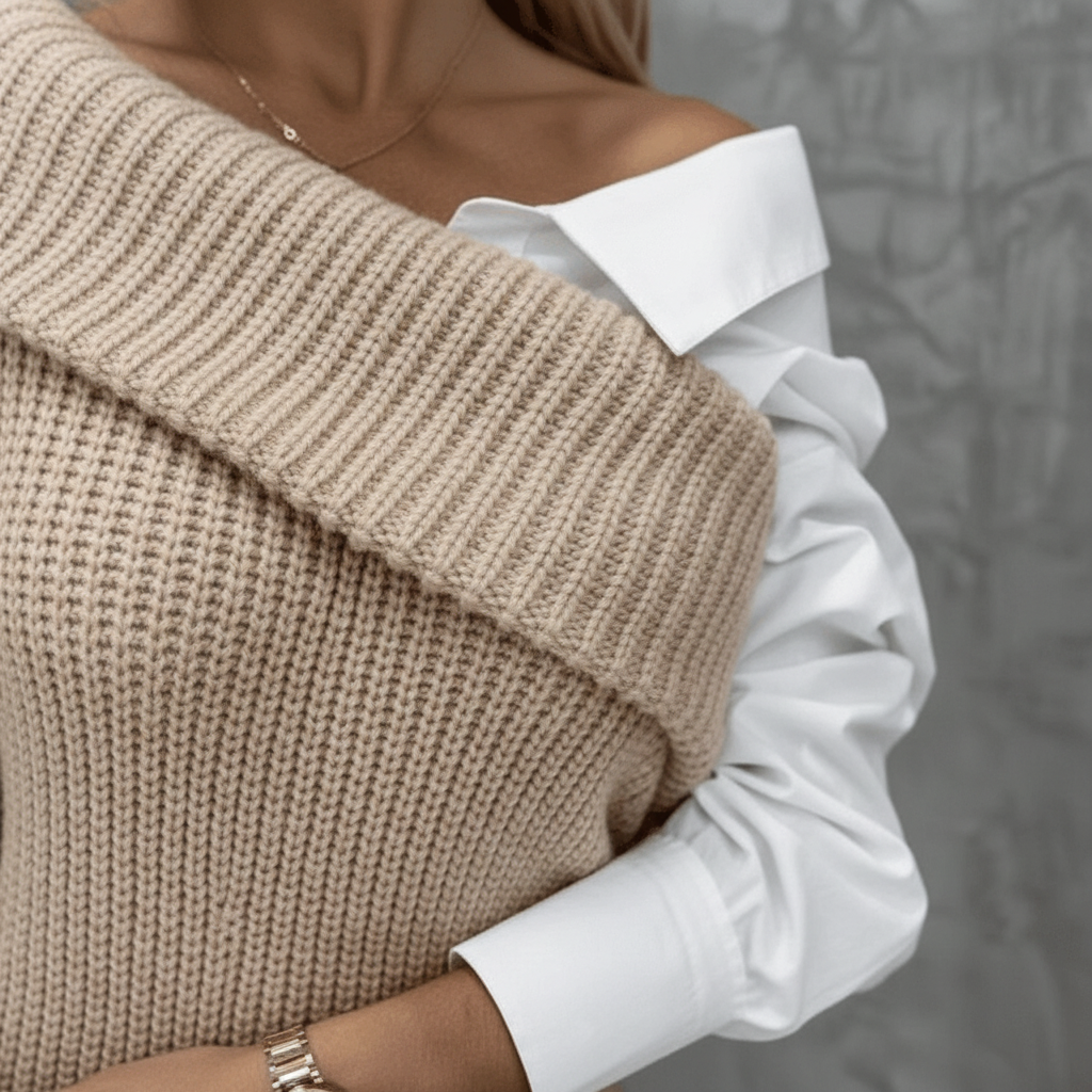 Damen Strickkleid mit Hemddetails für Herbst (3)