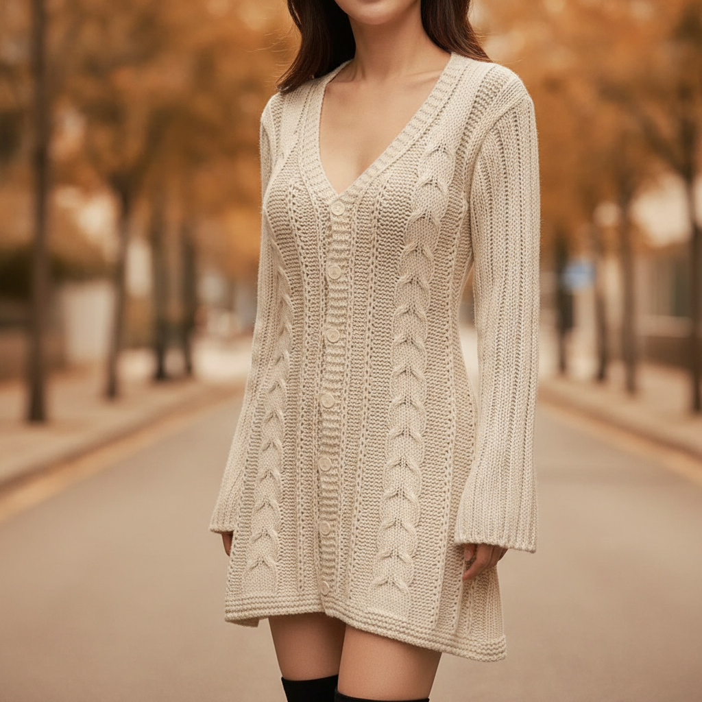 Damen Strickkleid mit Norweger-Muster für Herbst