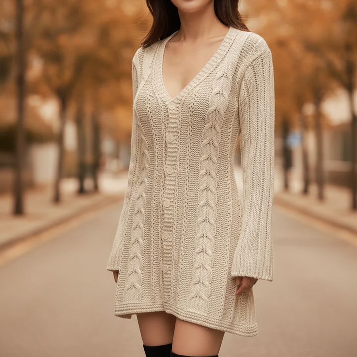 Damen Strickkleid mit Norweger-Muster für Herbst