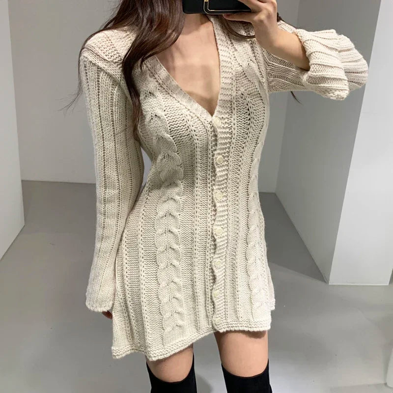 Damen Strickkleid mit Norweger-Muster für Herbst (3)
