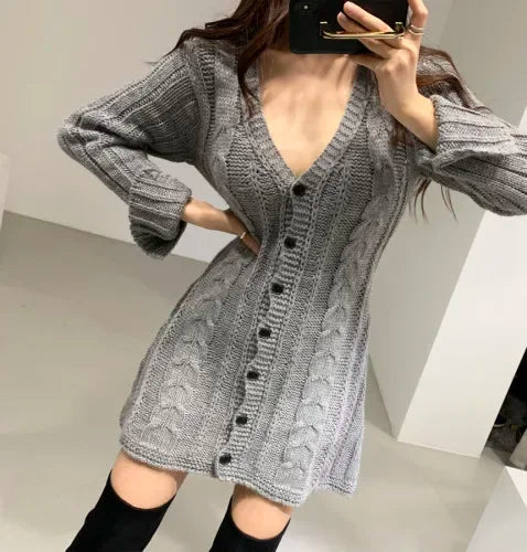 Damen Strickkleid mit Norweger-Muster für Herbst (6)