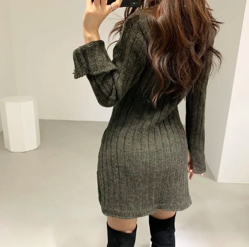 Damen Strickkleid mit Norweger-Muster für Herbst (8)