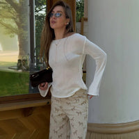 Helena | Damen Strickpullover im Casual-Look mit weiten Trompetenärmeln zum Layering