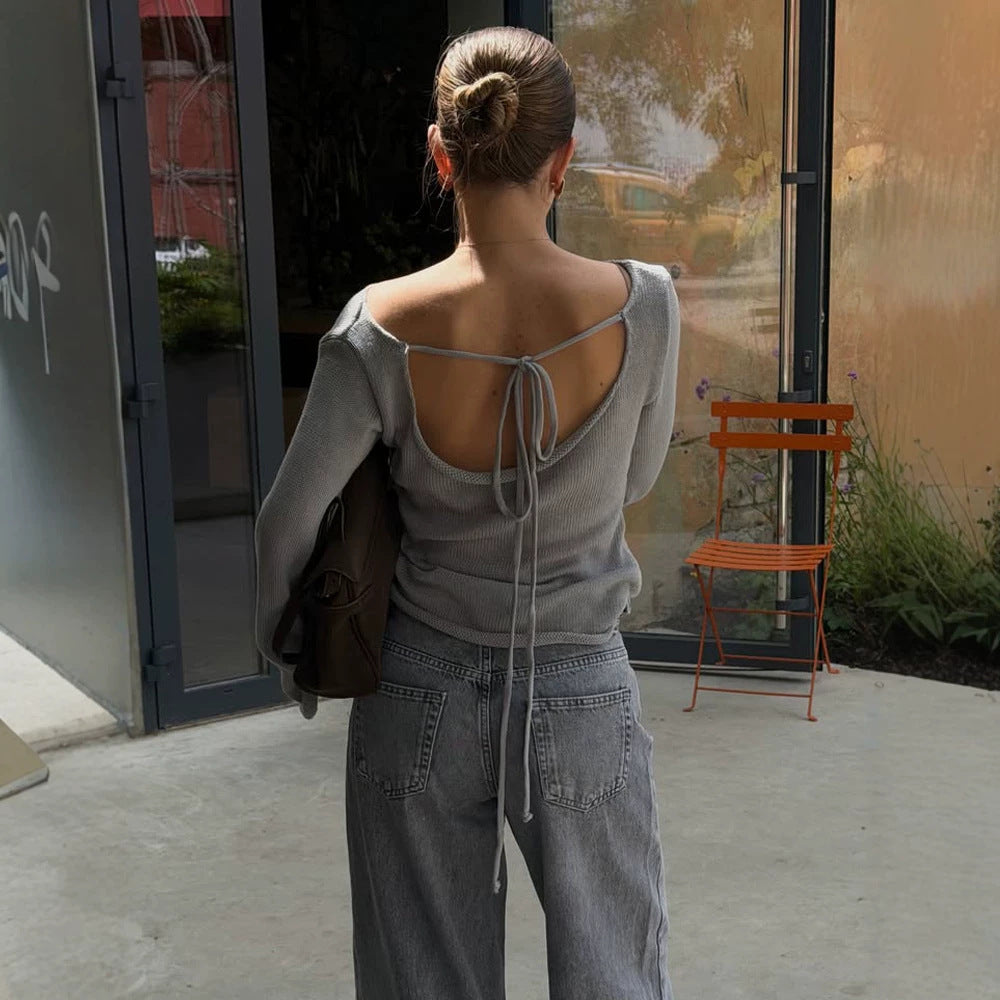 Damen Strickpullover im Casual-Look mit weiten Trompetenärmeln zum Layering (4)