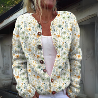 Charlotte | Damen Strickweste mit Blumenmuster