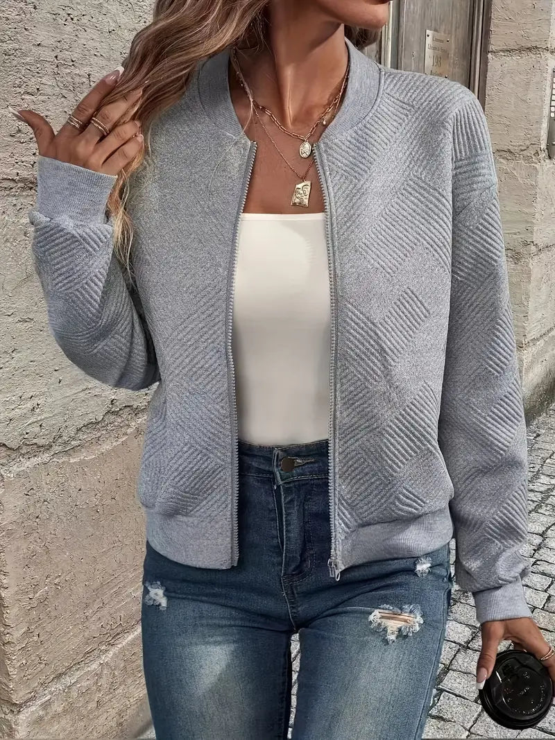 Damen Strukturierte Strickjacke mit bequemem Schnitt in Grau