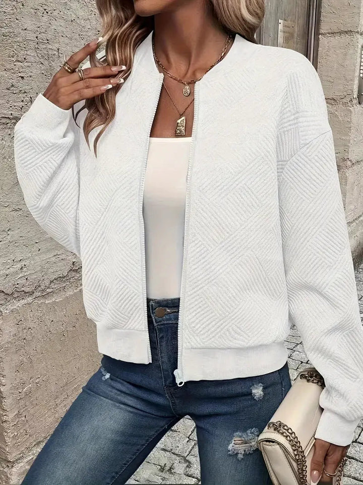 Damen Strukturierte Strickjacke mit bequemem Schnitt in Weiß