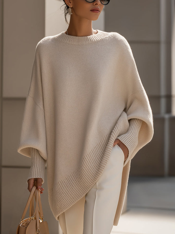 Damen Sweatshirt aus Wollmix großzügig geschnitten in Beige (Almost Sold Out)