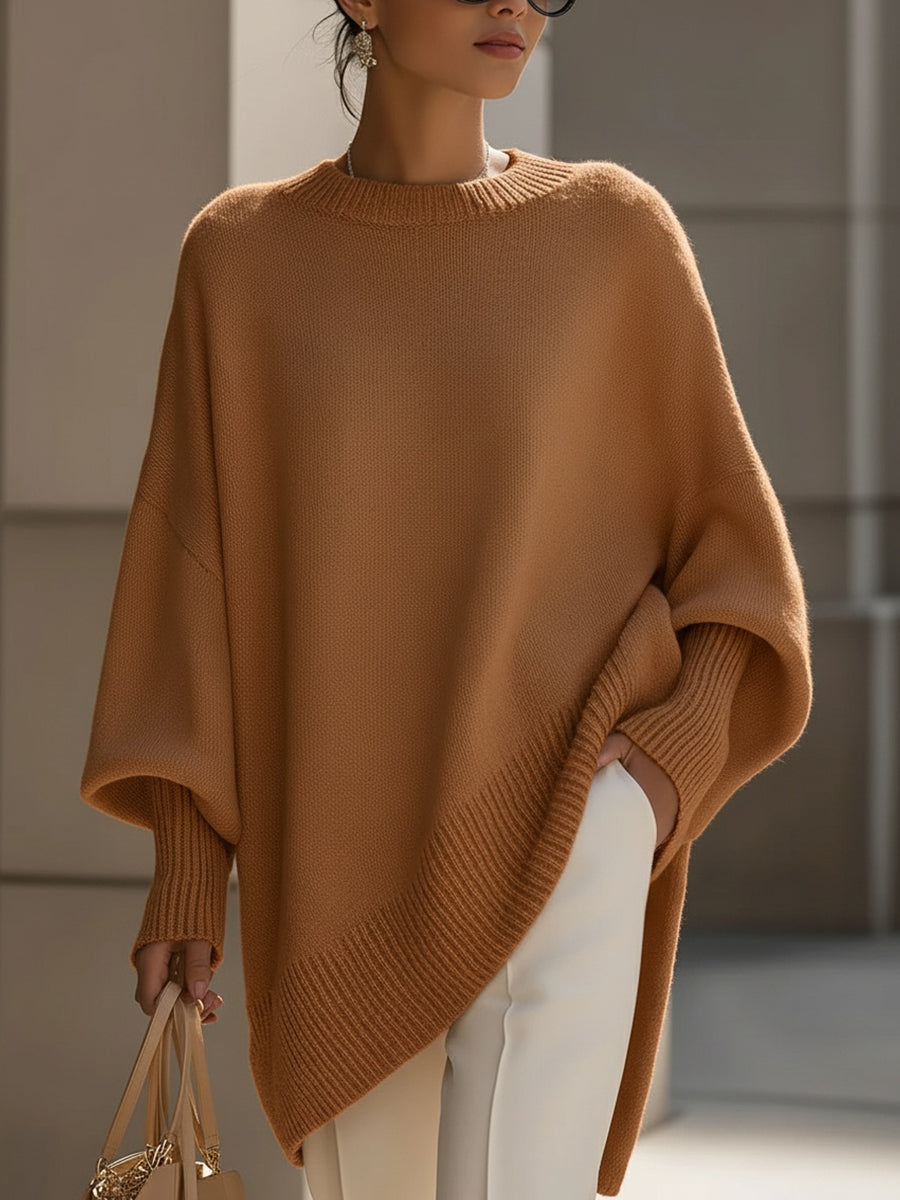 Damen Sweatshirt aus Wollmix großzügig geschnitten in Braun