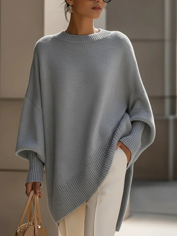 Damen Sweatshirt aus Wollmix großzügig geschnitten in Grau