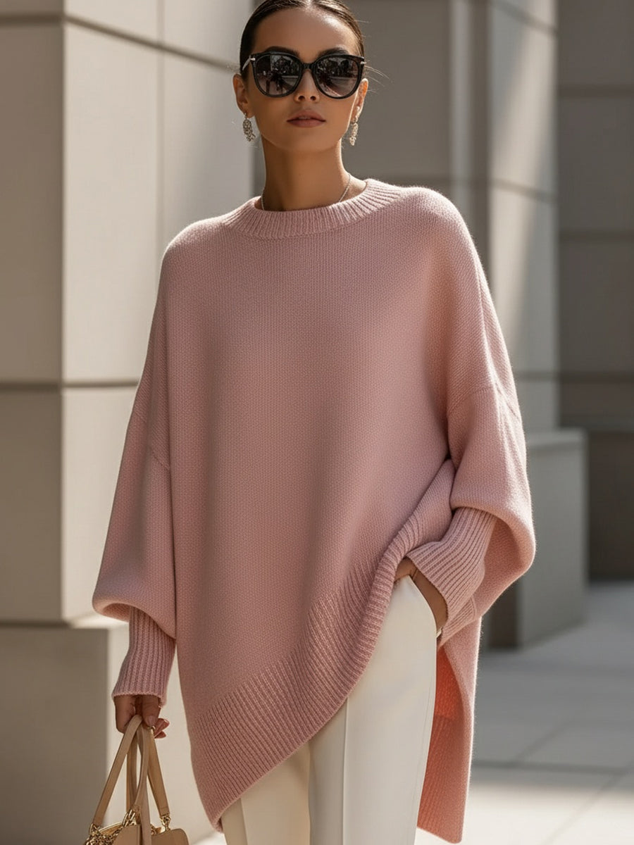 Damen Sweatshirt aus Wollmix großzügig geschnitten in Rosa