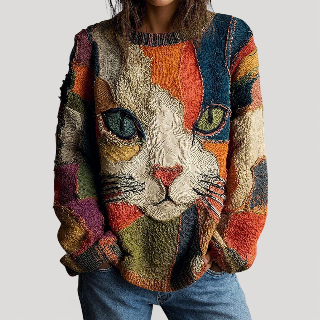 Damen Sweatshirt mit Künstlerischem Statement-Motiv in Mehrfarbig