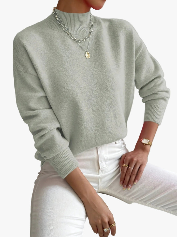 Damen Sweatshirt mit Rollkragen für Herbst in Hellgrün