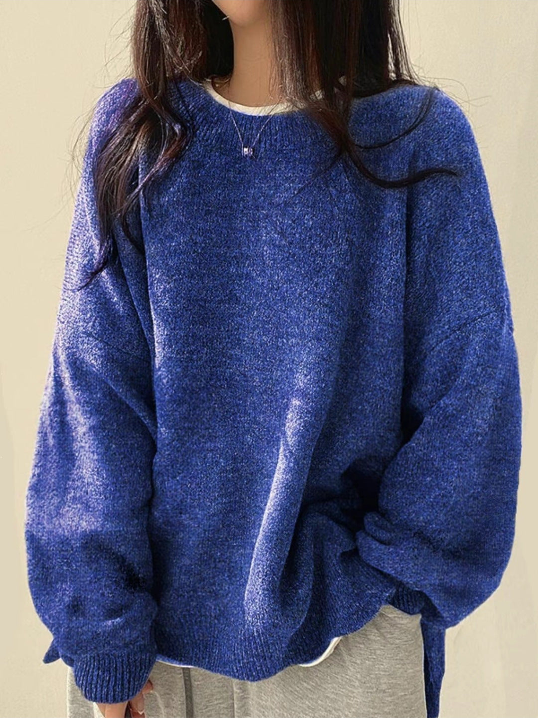 Damen Sweatshirt mit Schulterausfall zum Kombinieren in Blau